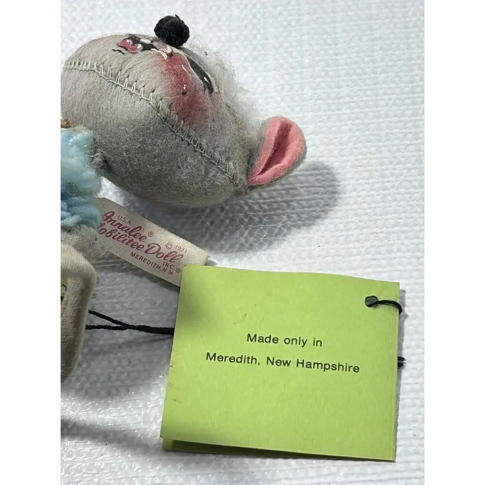 Vintage 1971 Annalee‎ 6” Mobilitee Knitting Mouse With Yarn & Orignal Tags